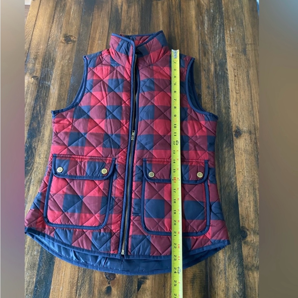 Paraphrase Women’s Navy & Red Buffalo Plaid Puffer Vest Size S NWOT - Picture 3 of 6